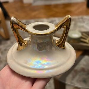 Antique iridescent candle stick holder